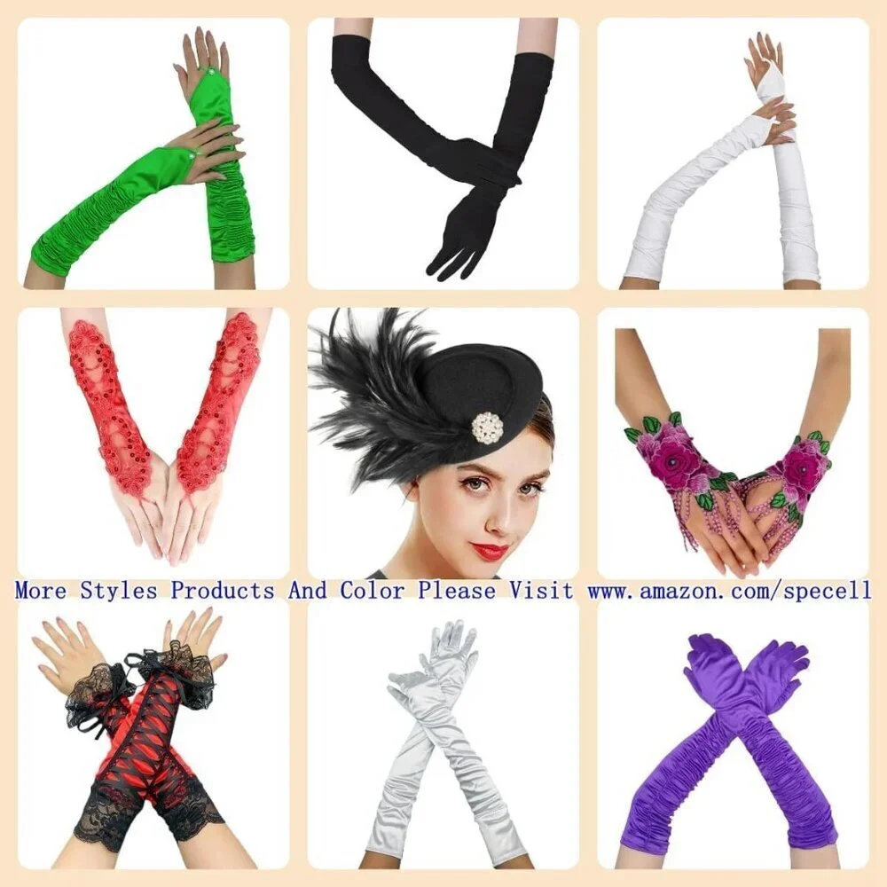 Women's A-Mesh-‌Complexion Rhinestone Elbow Length Gloves Halloween Costumes